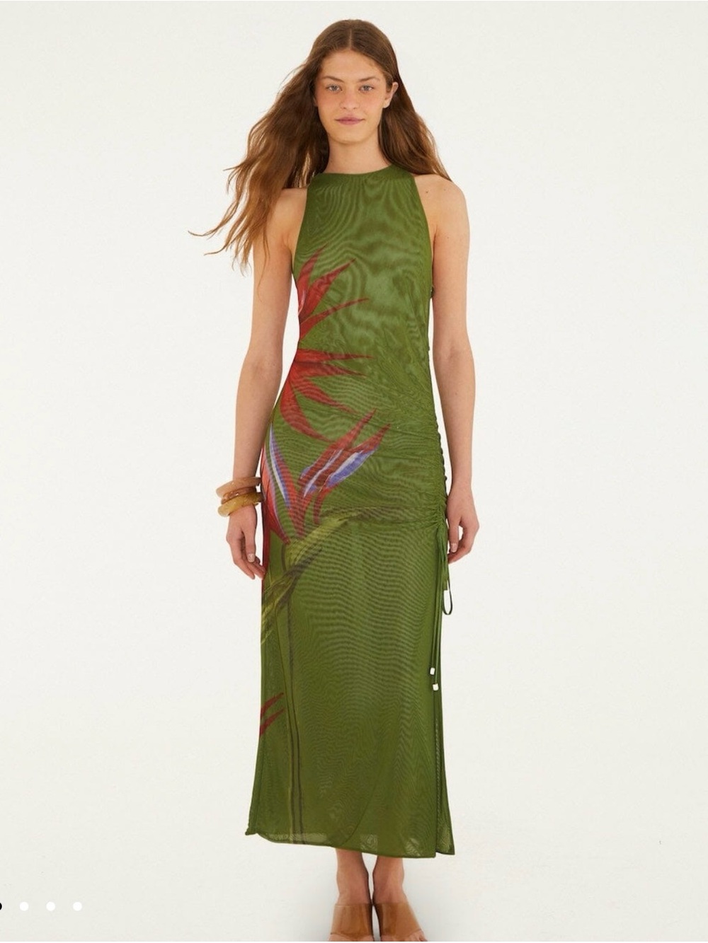 Farm Rio Dark Green Strelitzia Maxi Dress-flaw- a few picks on dress pictured